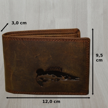 flevado Herren Angler Geldbörse Fisch Motiv Vollleder RFID Schutz
